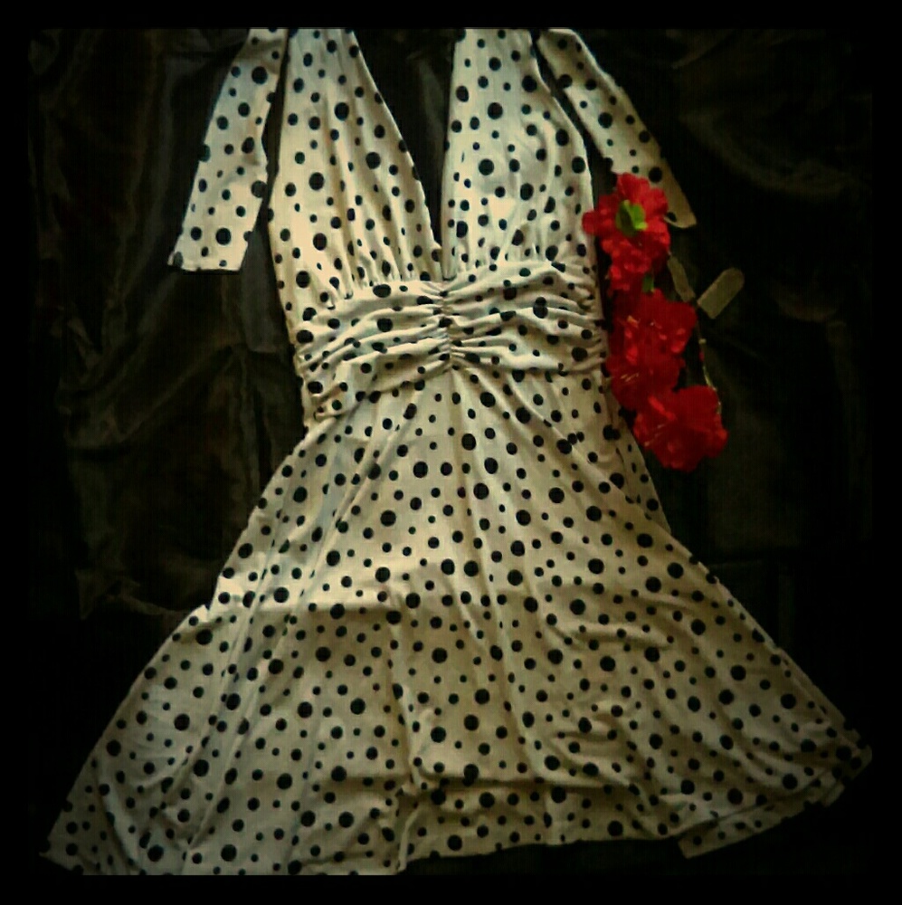 Polka dot halter dress